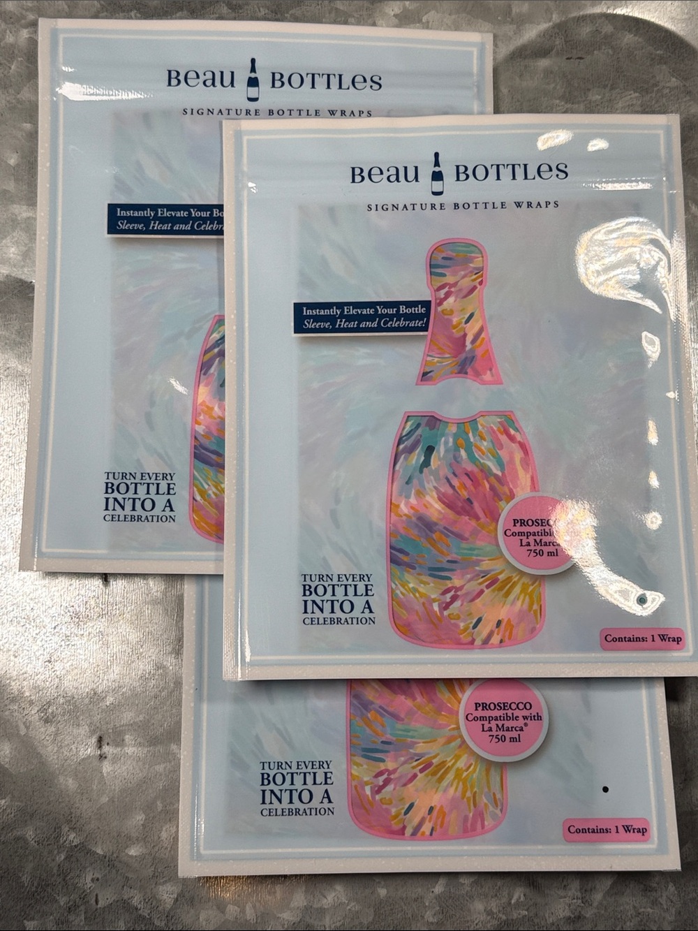 Beau Bottles Wraps Pink Multicolor Bottle Wrap - Festive Party Sleeve